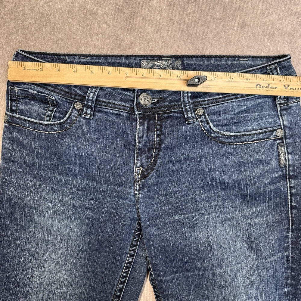 Silver Jeans Womens Size 33x35.5 Aiko Baby Boot Dark Wash Blue Denim Pants Tall - Picture 4 of 14